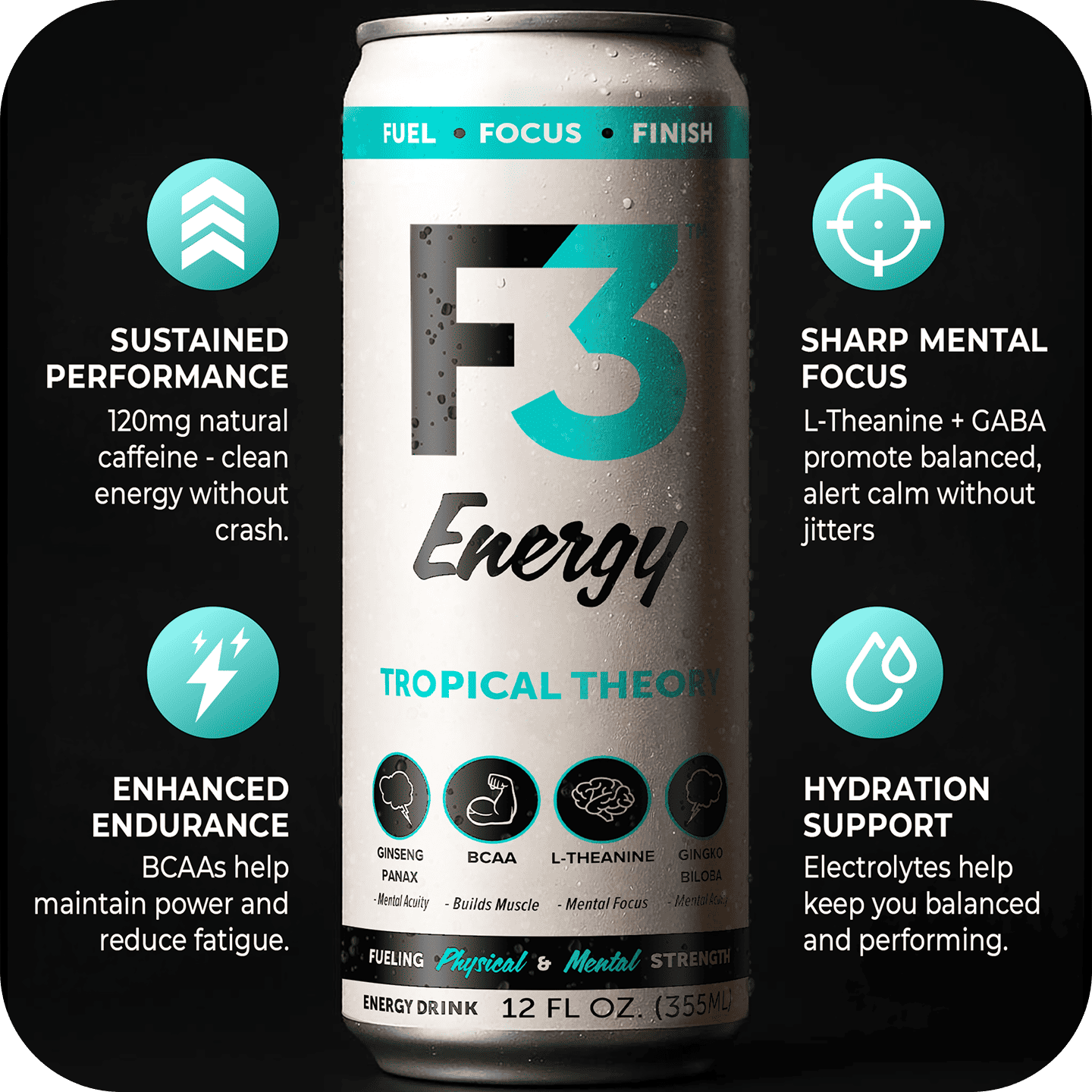 Green palm leaf beside blank white cards on a plain background.