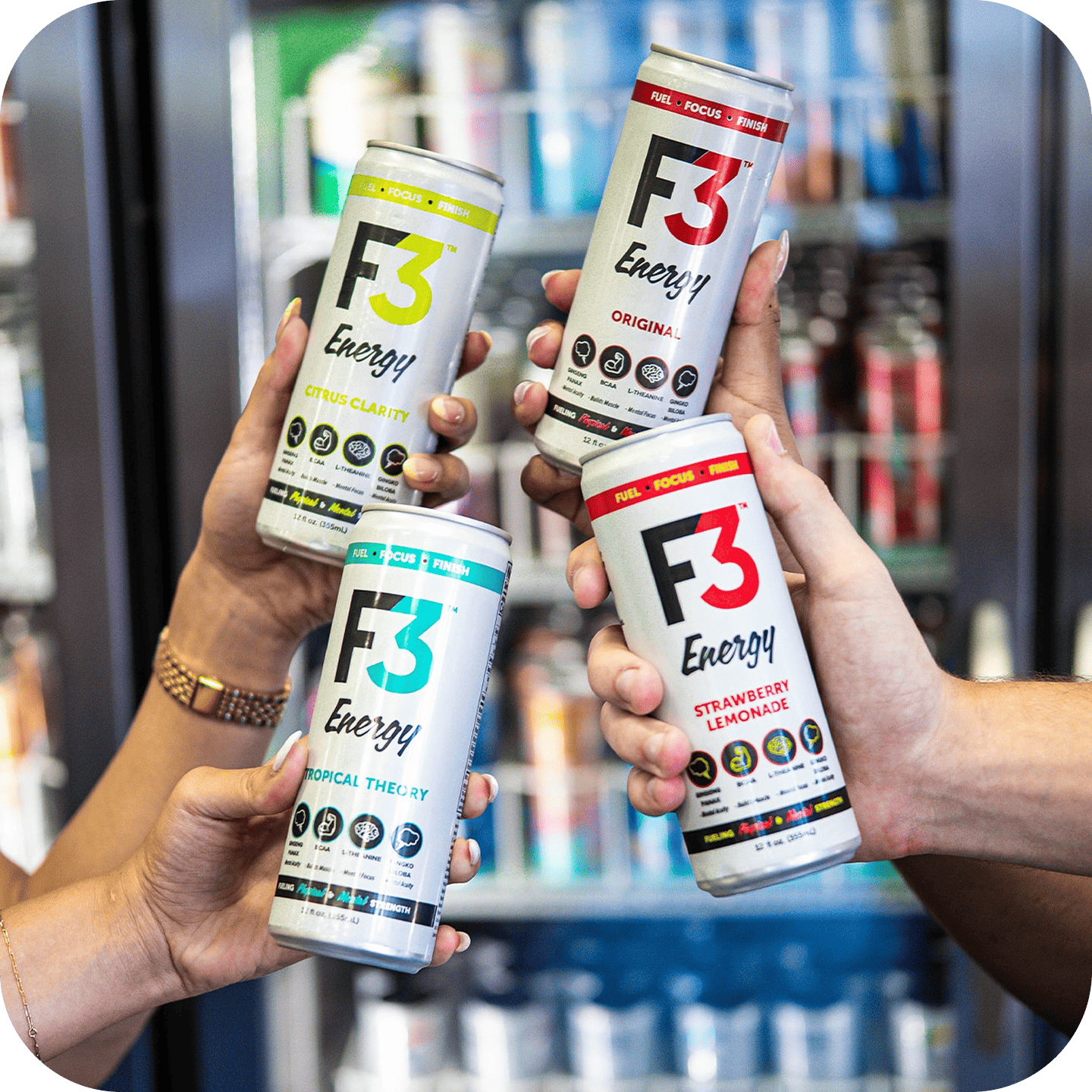 A single palm leaf in a clear glass of water on a white background.