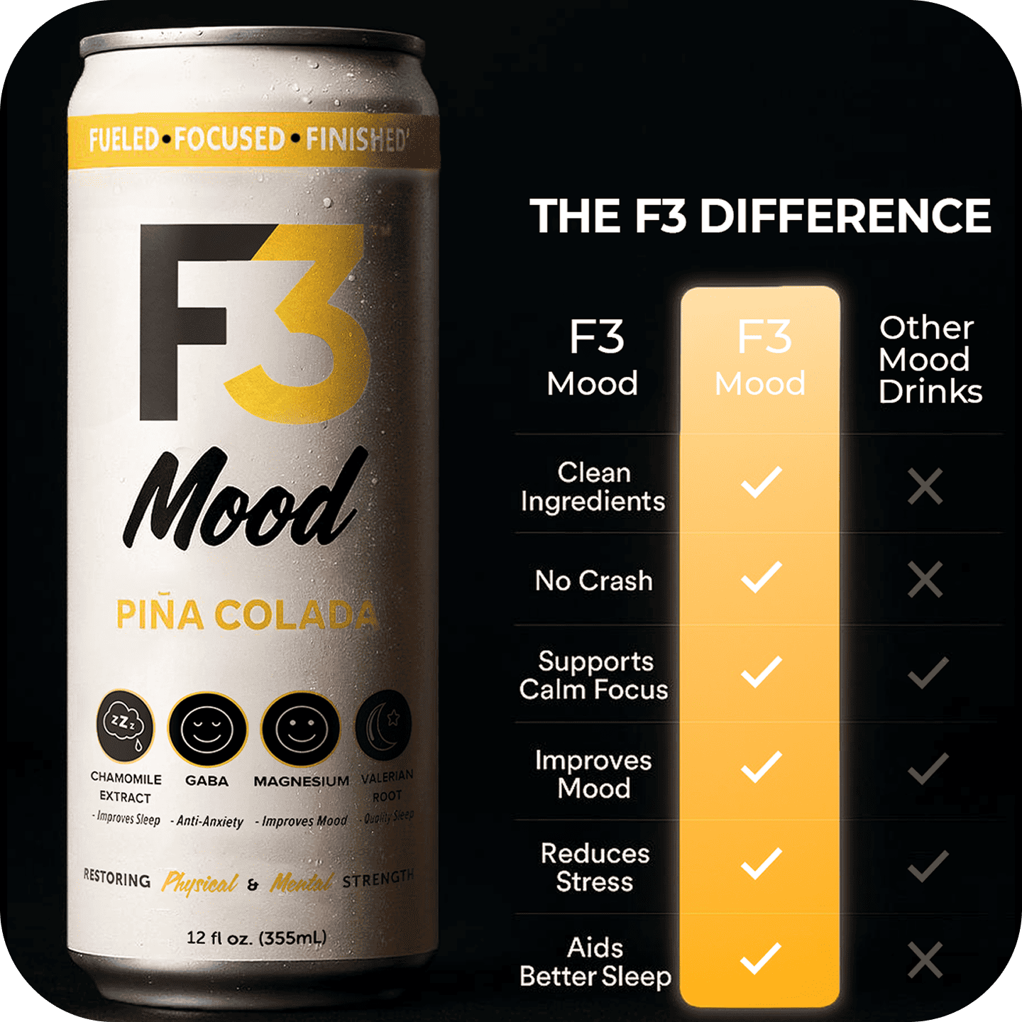 Green palm leaf beside blank white cards on a plain background.